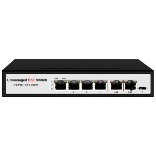 PX-POE42 коммутатор PoE 4+2 порта, металл