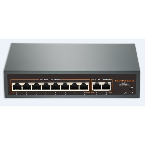 PX-POE82 коммутатор PoE 8+2 портов, металл