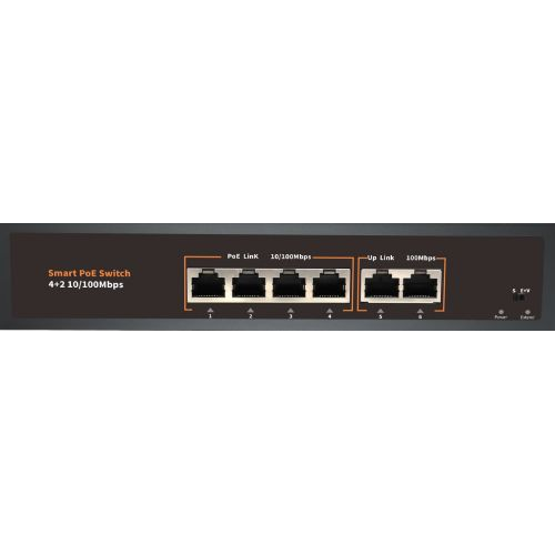 POE-42E-1 коммутатор PoE 4+2 порта, металлический корпус