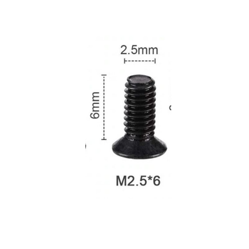 Винт M2.5x6, для ноутбука, h=6мм, черный