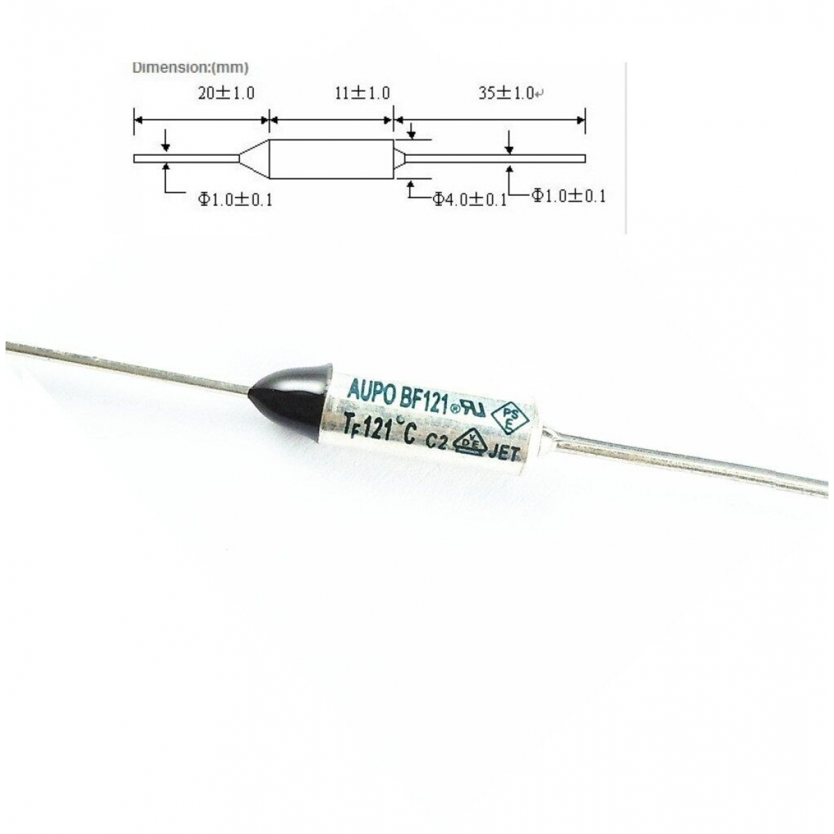 BF121, Термопредохранитель AUPO TF 121C 250В 10А