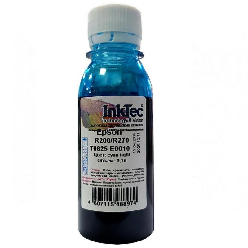 Чернила InkTec (E0010) для Epson R200/R270 (T0825), CL, 0,1 л.