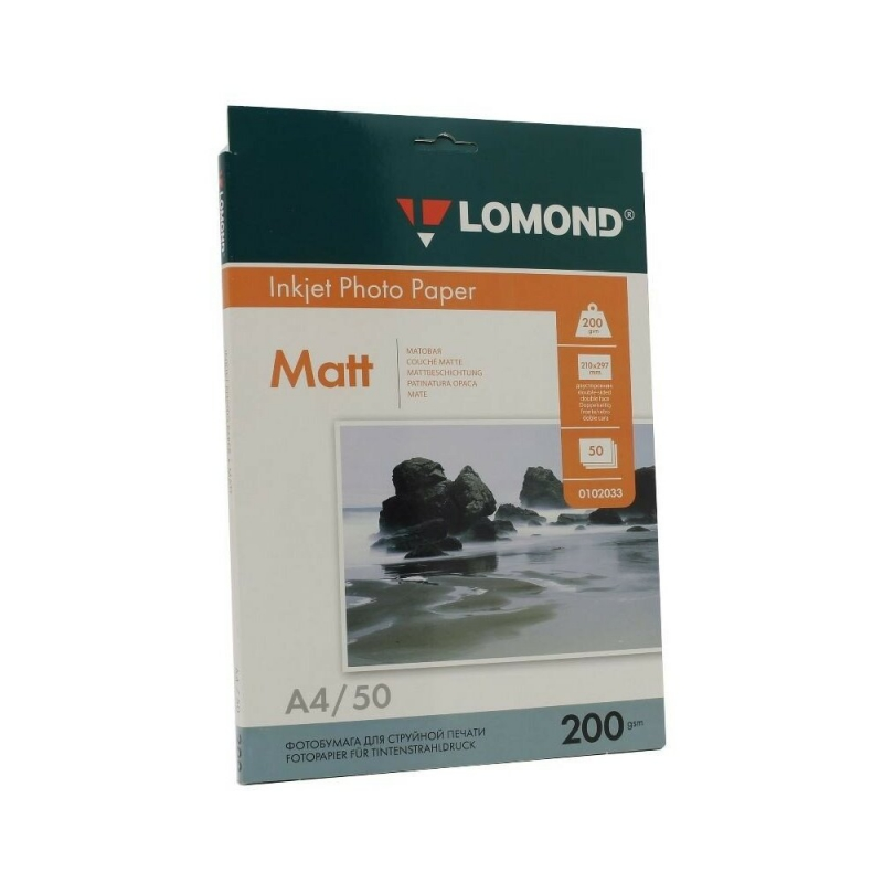 Фотобумага Lomond матовая двусторонняя (0102033), A4, 200 г/м2, 50 л.