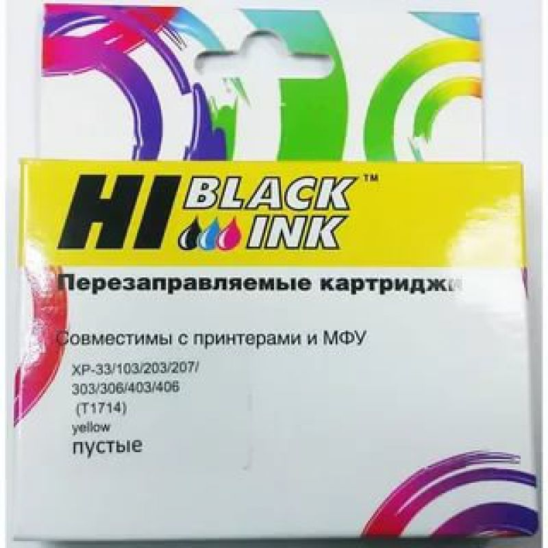 Перезаправляемый картридж Hi-Black (HB-T1714) для Epson XP-103/XP-207, Y, пустой, с чипом